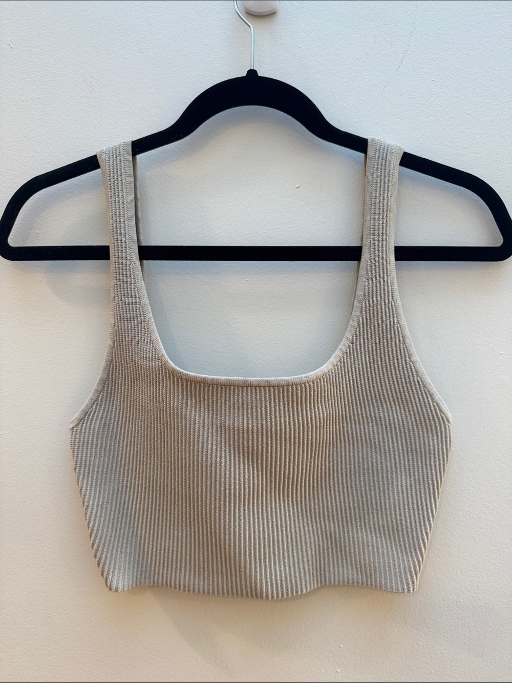 Aritzia Babaton Ribbed Crop Tank Top — Taupe